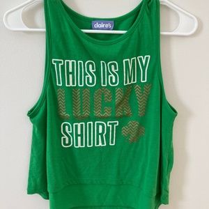 Green “this is my lucky shirt”